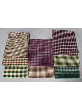 Set of 8 Plaid Cotton Fabric Squares 18" x 18" Quilting Crafts Multicolor